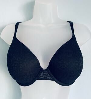 Victoria's Secret PINK Bra Push Up 34DD Black Animal Pattern NWOT